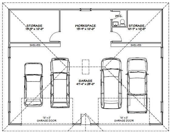 4 car garage dimensions
