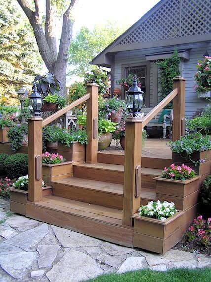 9 deck steps stairs ideas with plants
