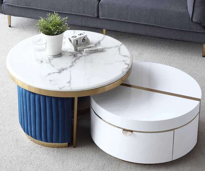 12 coffee table with nesting stools