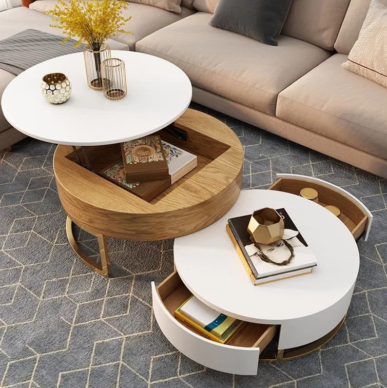 18 coffee table with nesting stools