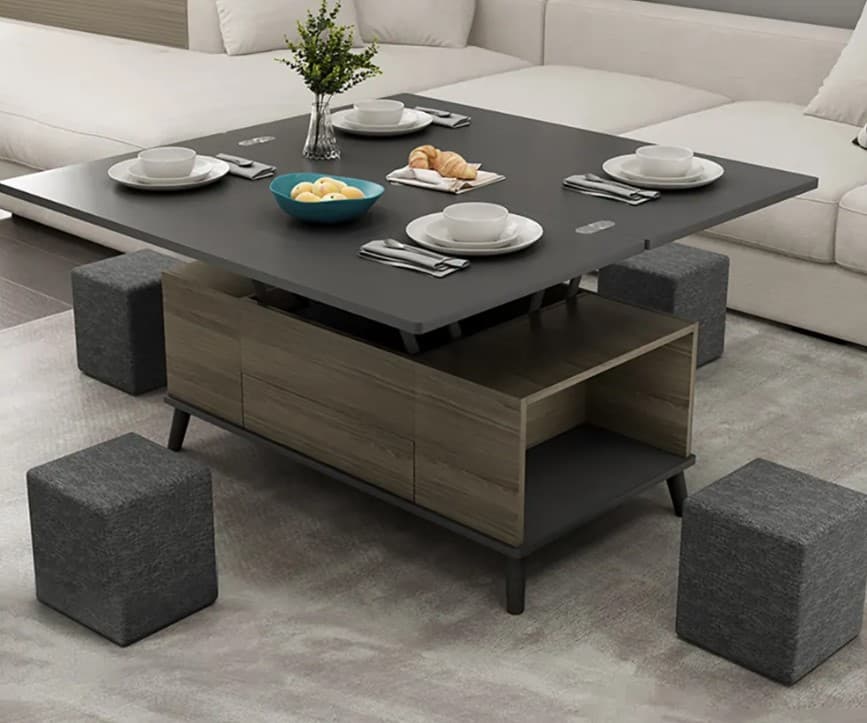 19 coffee table with nesting stools