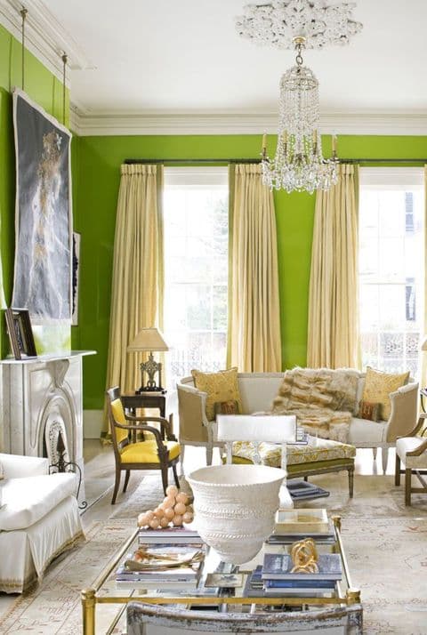 16 lemon yellow curtains with green walls 1