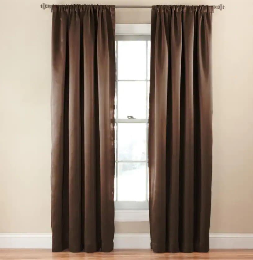 2 brown curtains go with beige walls