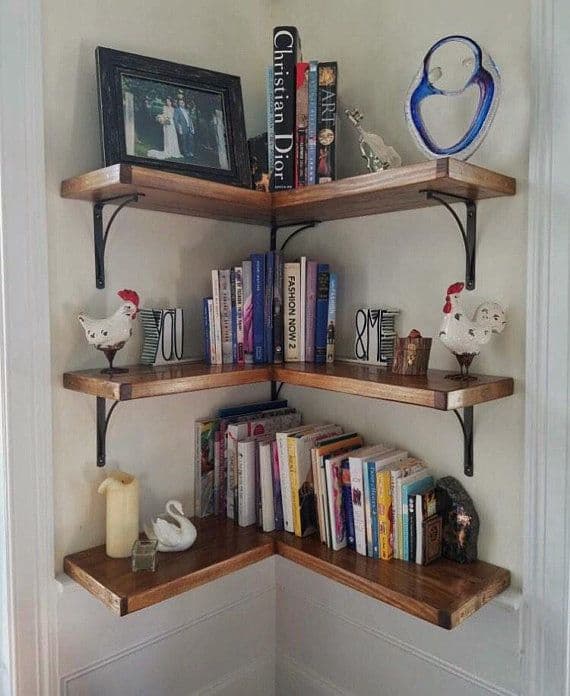 35 Creative Diy Corner Shelf Ideas And, Corner Bookcase Design Ideas