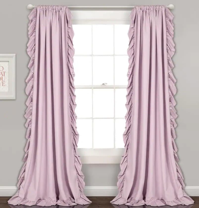 6 purple curtains go with beige walls