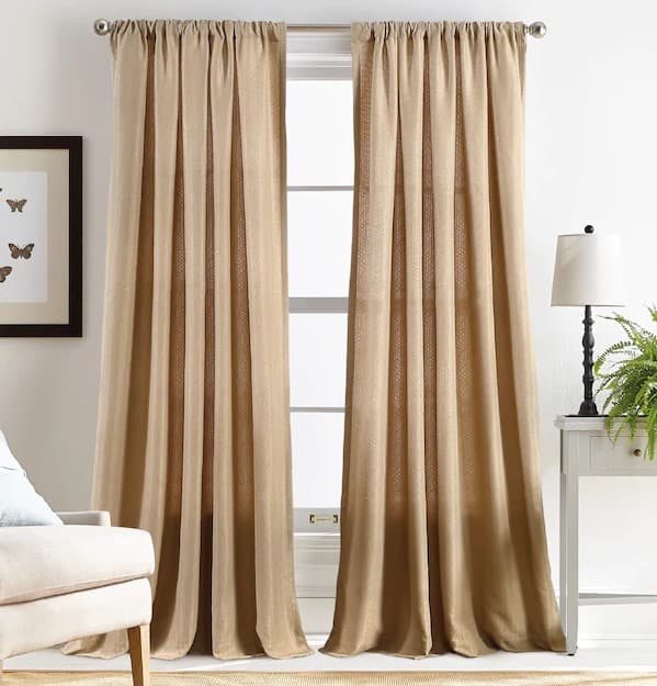 7 camel curtains with green walls 1