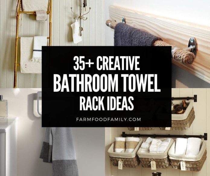 Creative Diy Bathroom Towel Rack Ideas, Towel Shelf Ideas For Bathroom