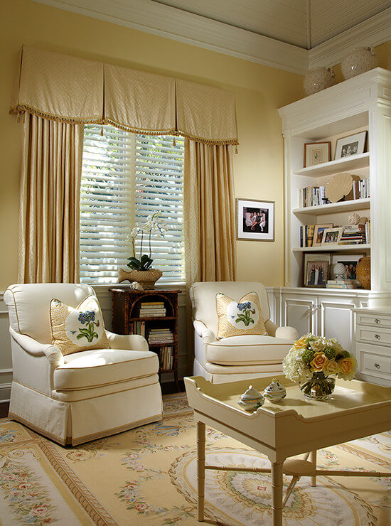 7 ivory curtain with yellow wall