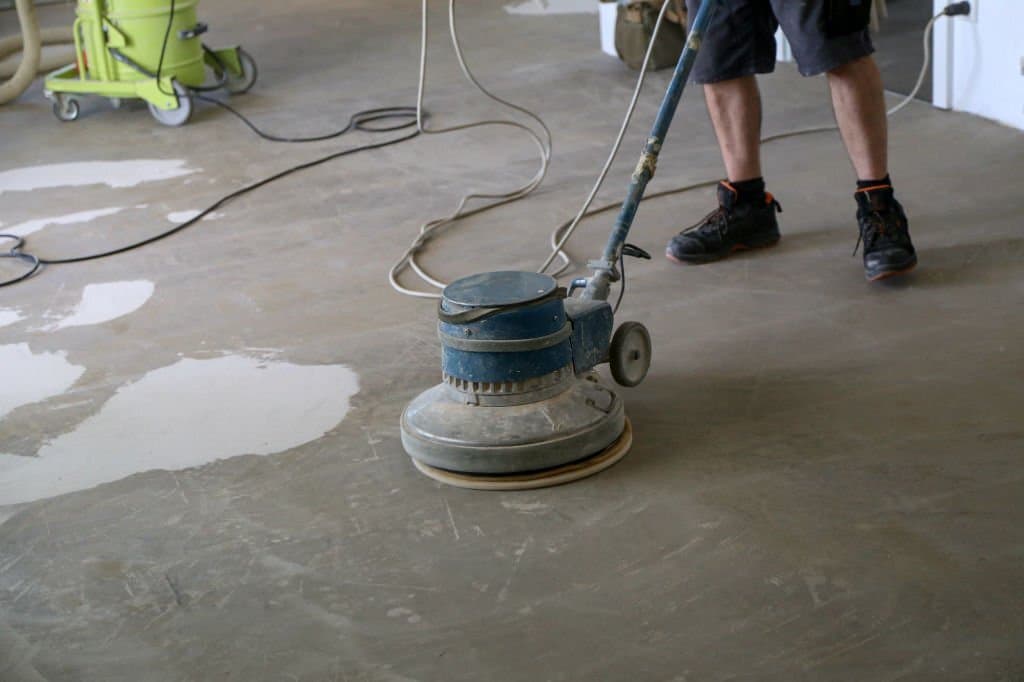 grinding the polished concrete floor