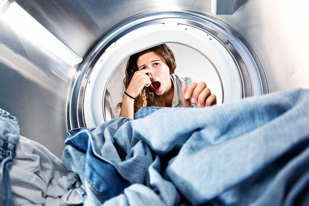 laundry left in clothes dryer stinks