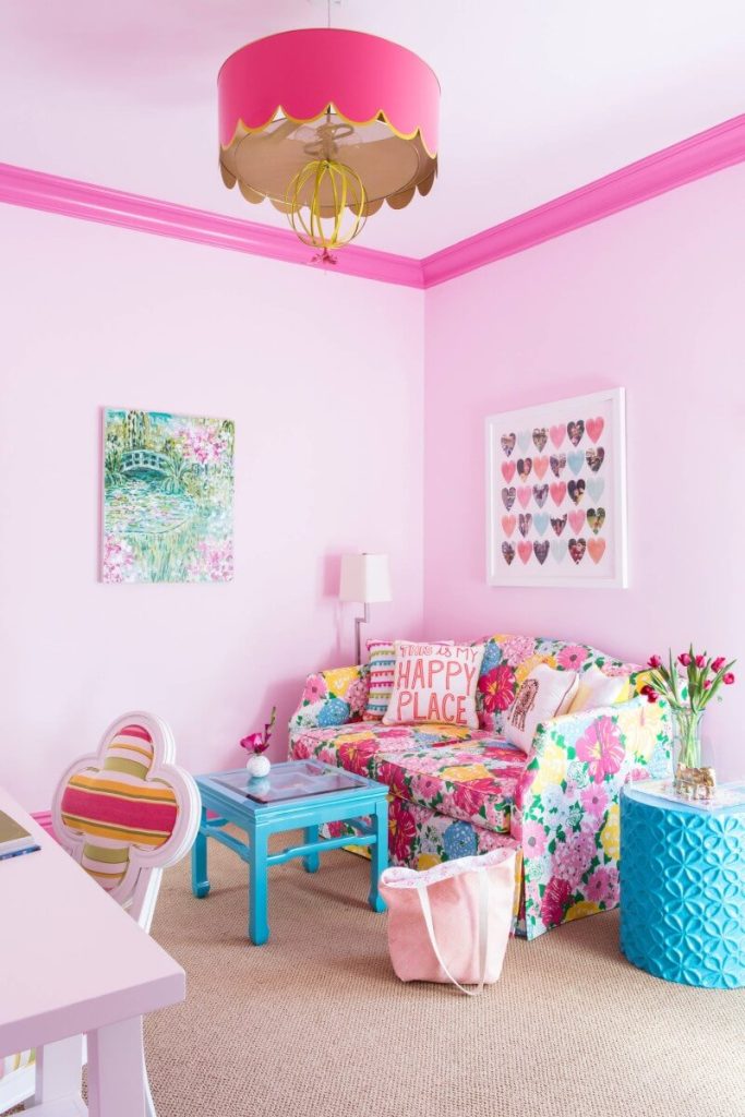 16 blue and pink living room ideas