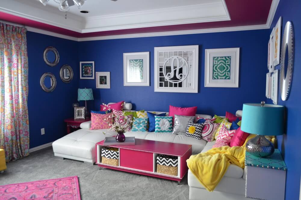 20 blue and pink living room ideas