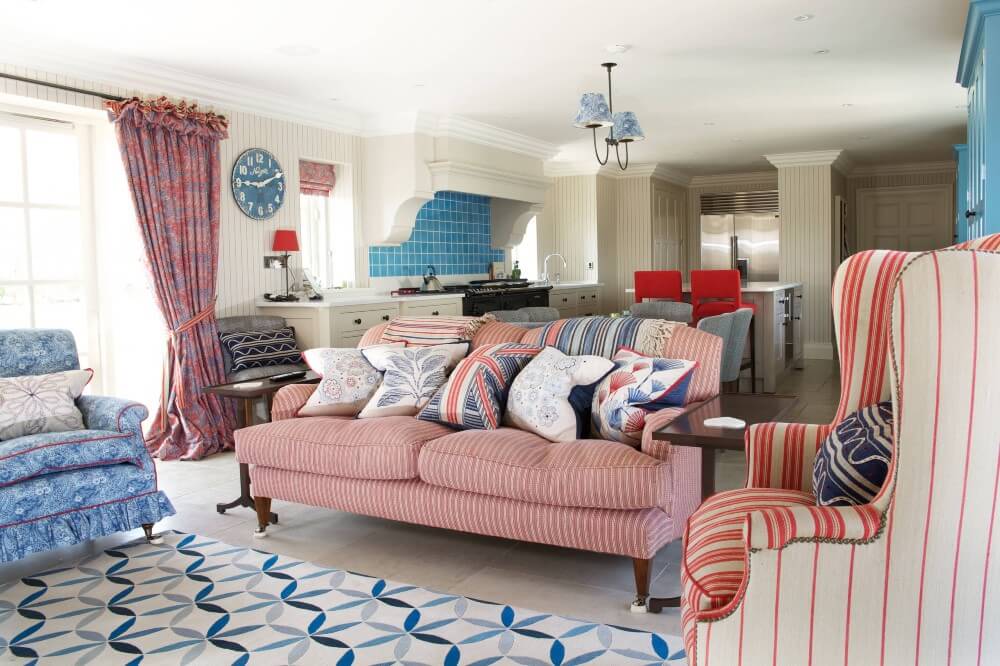 4 blue and pink living room ideas