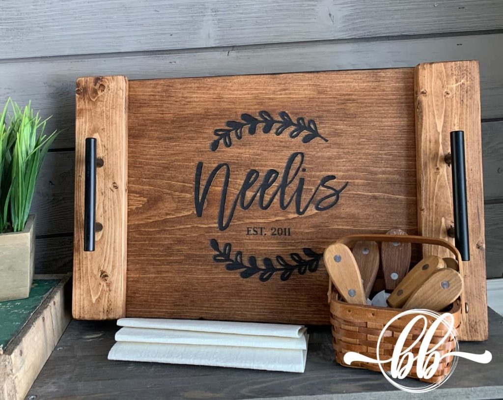 laser engraved rustic charcuterie tray