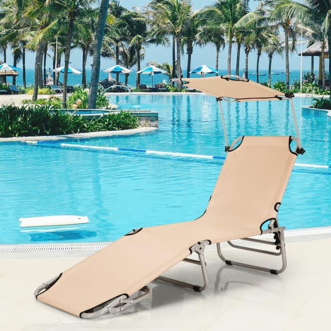 adjustable outdoor recliner chair with canopy shade