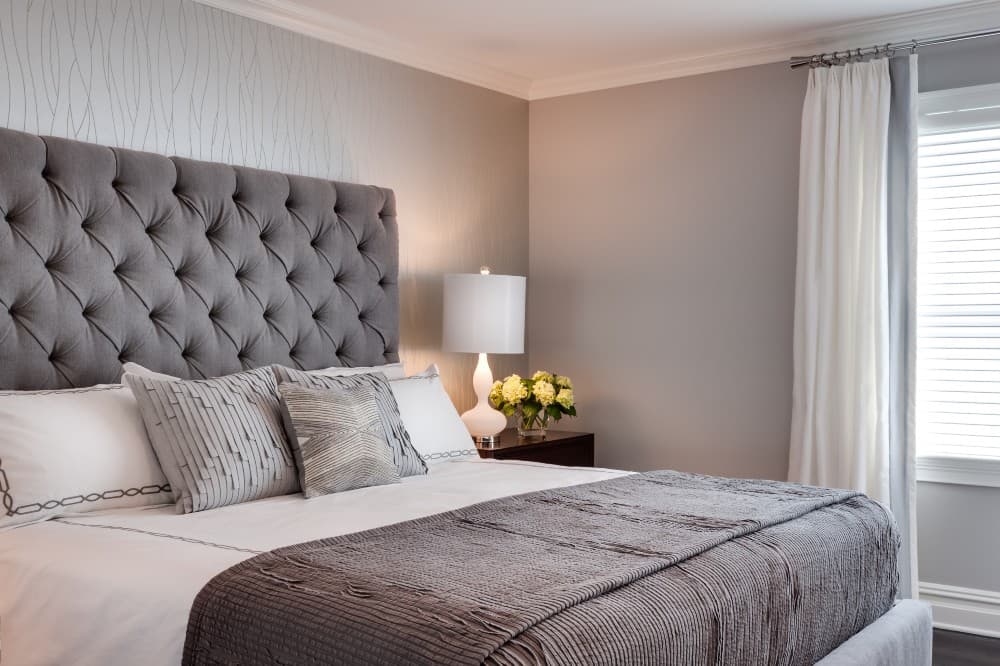 gray bedding with gray walls