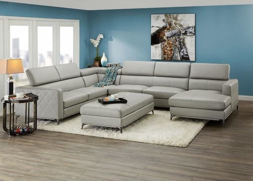 light gray furniture with light hardwood floors