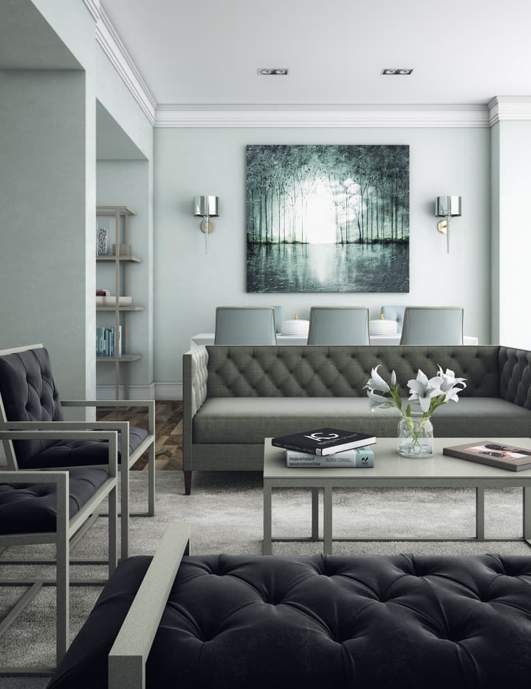 silver furniture with light hardwood floors