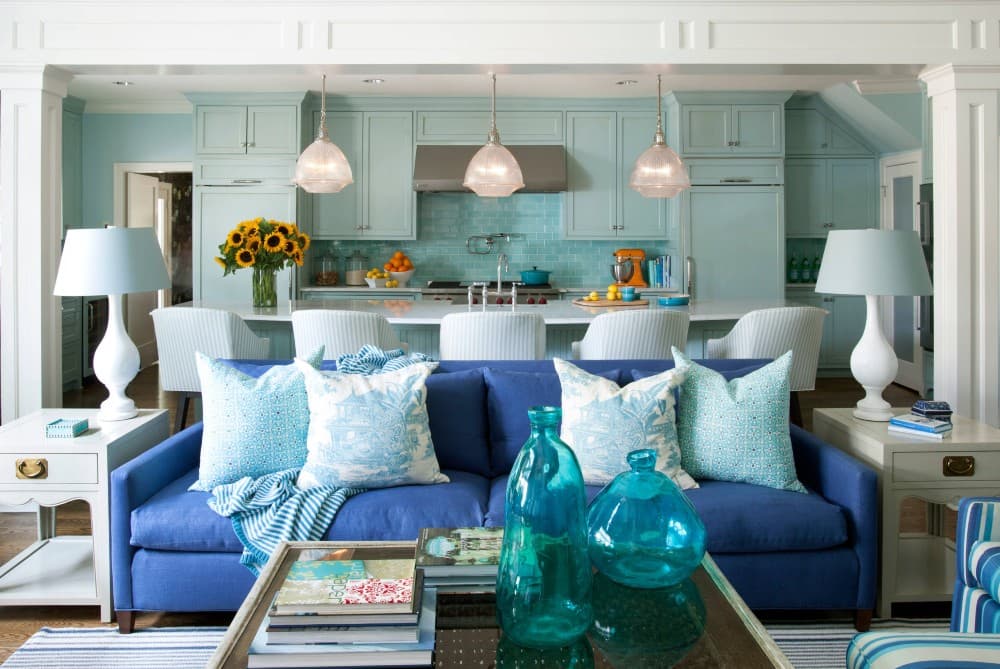 Turquoise throw pillows for blue couch
