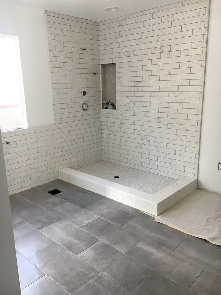 charcoal gray grout with gray tile