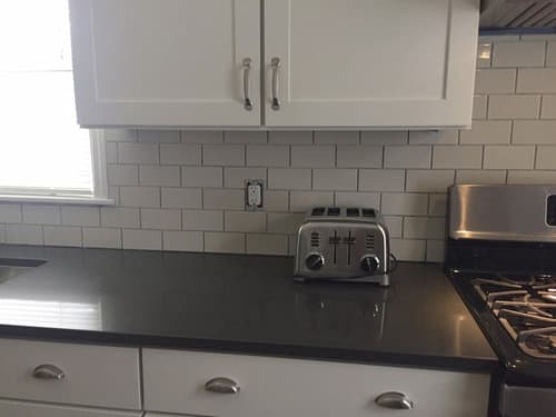 dark gray grout with gray tile