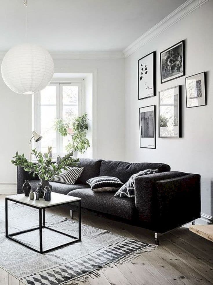 gray with black sofa