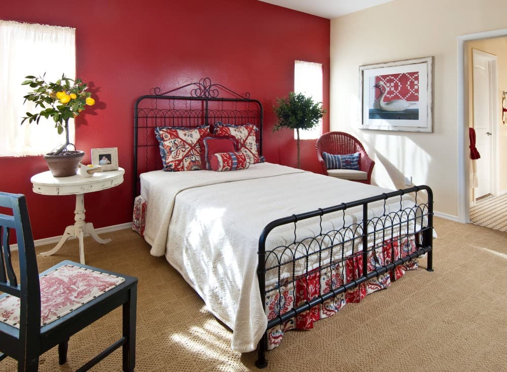 bedroom accent wall red paint 1