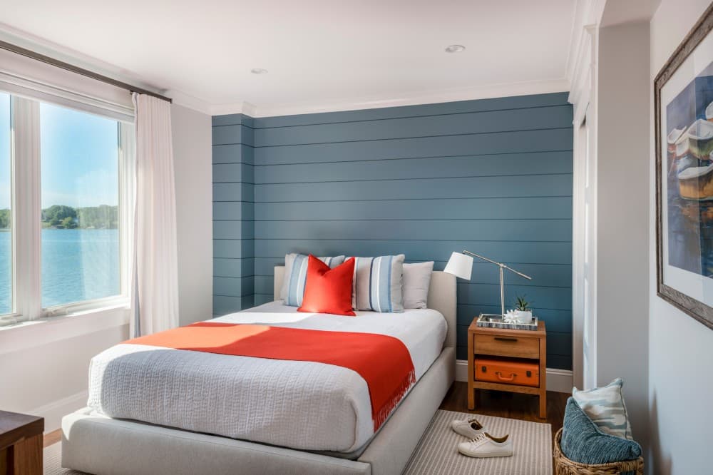 bedroom accent wall with window