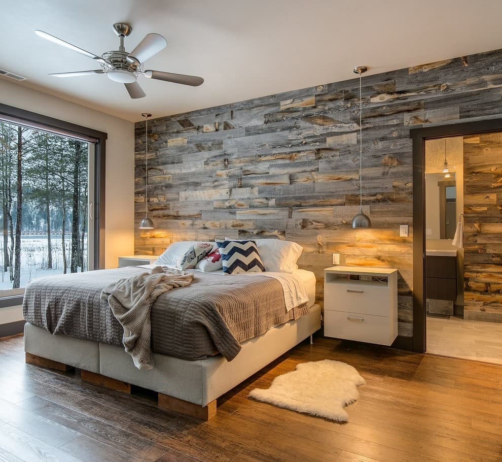 bedroom wood accent wall