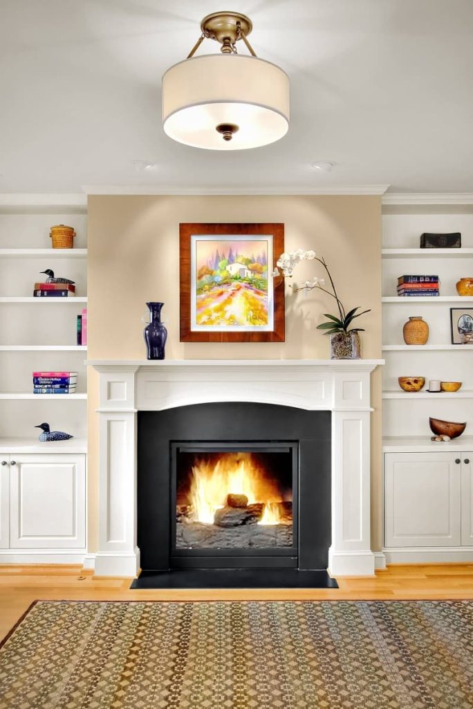 bookshelf with fireplace 1