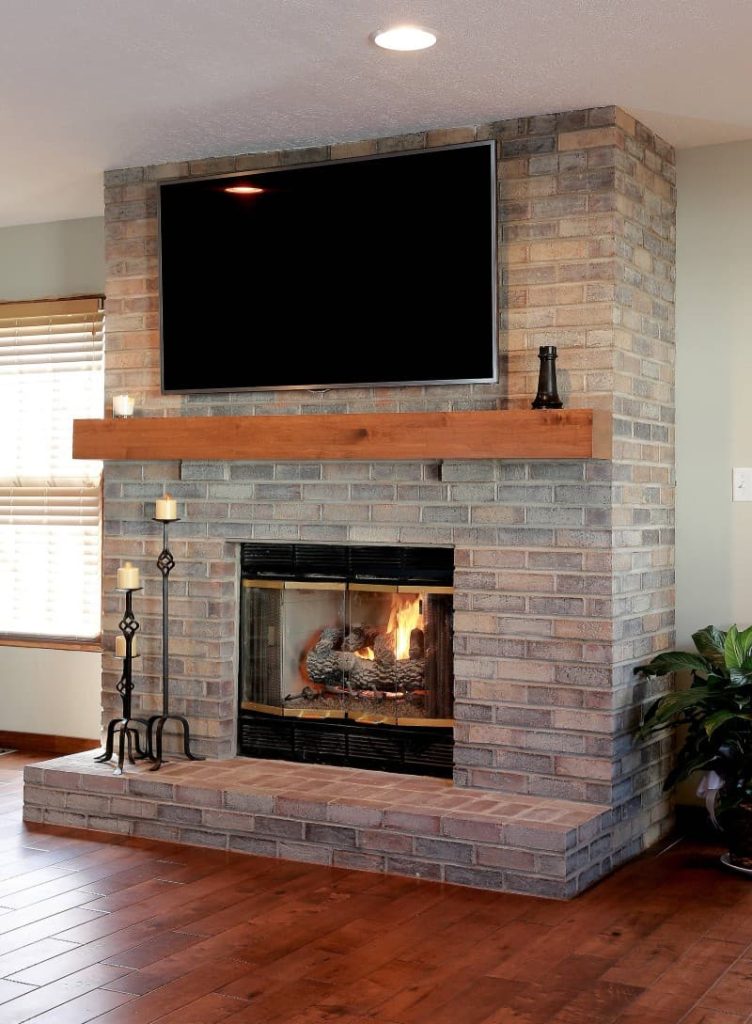 brick fireplace mantel