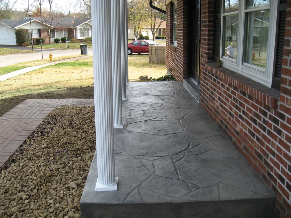 decorative concrete porch with paint