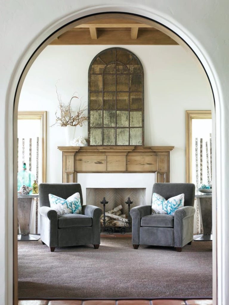 fireplace mantel with mirror