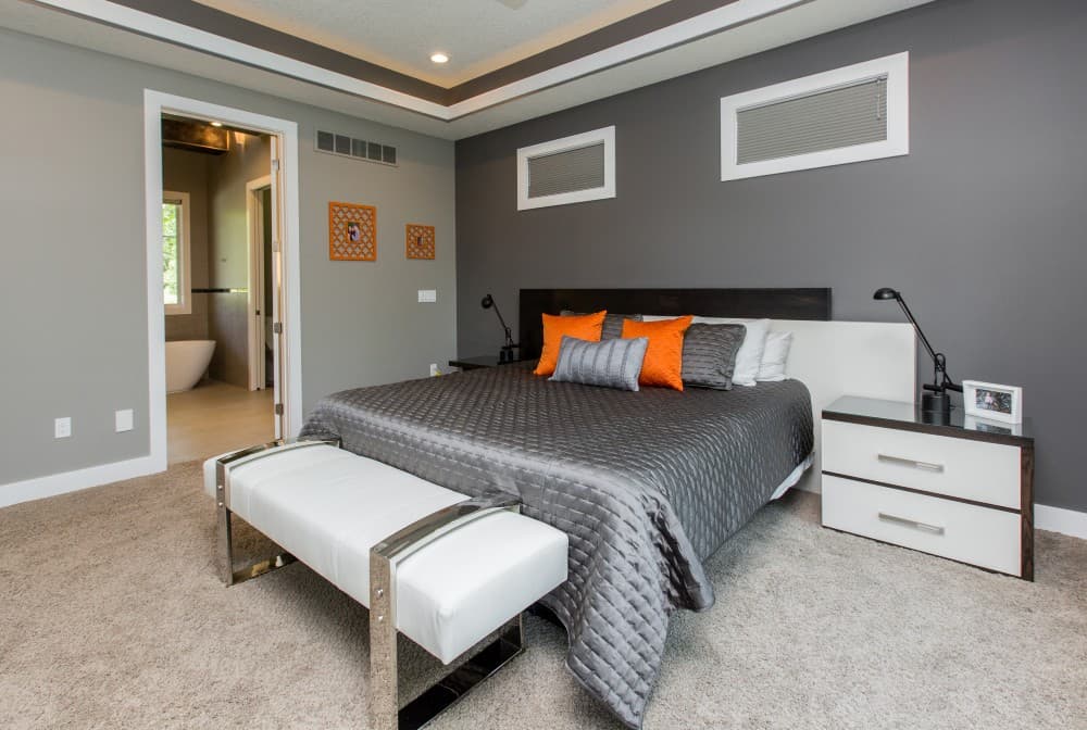 gray bedroom accent wall