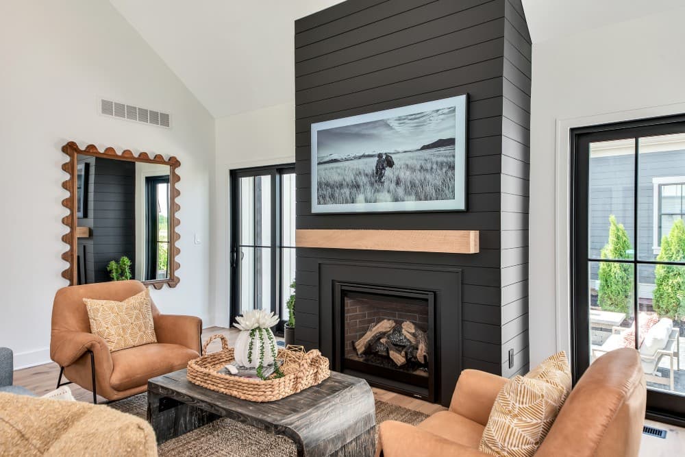 accent wall living room with fireplace 2