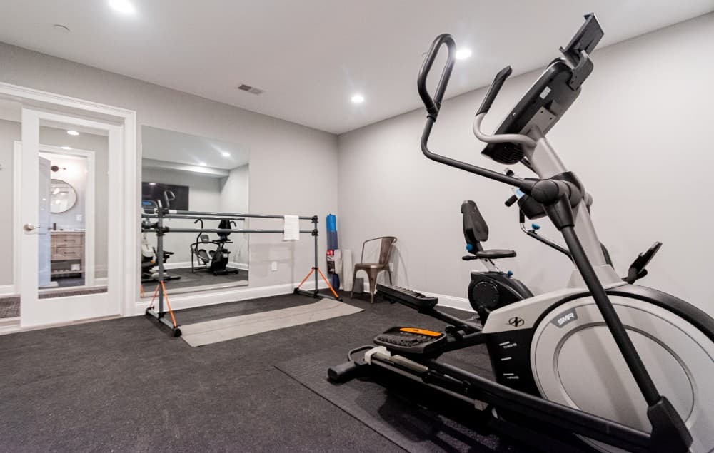 basement man cave with home gym