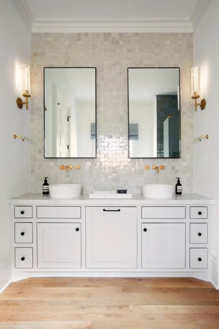 bathroom mirror with wall sconces