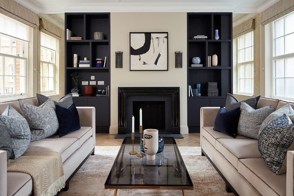 black and beige living room