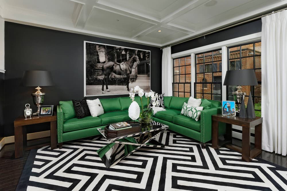 black and green living room