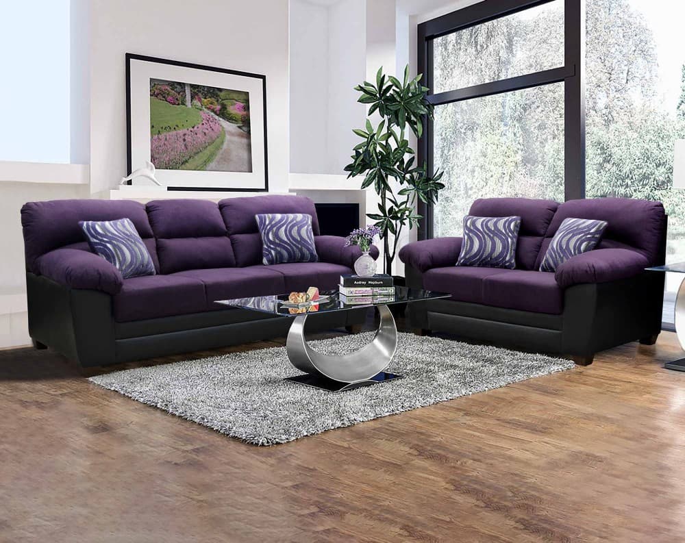 black and plum living room