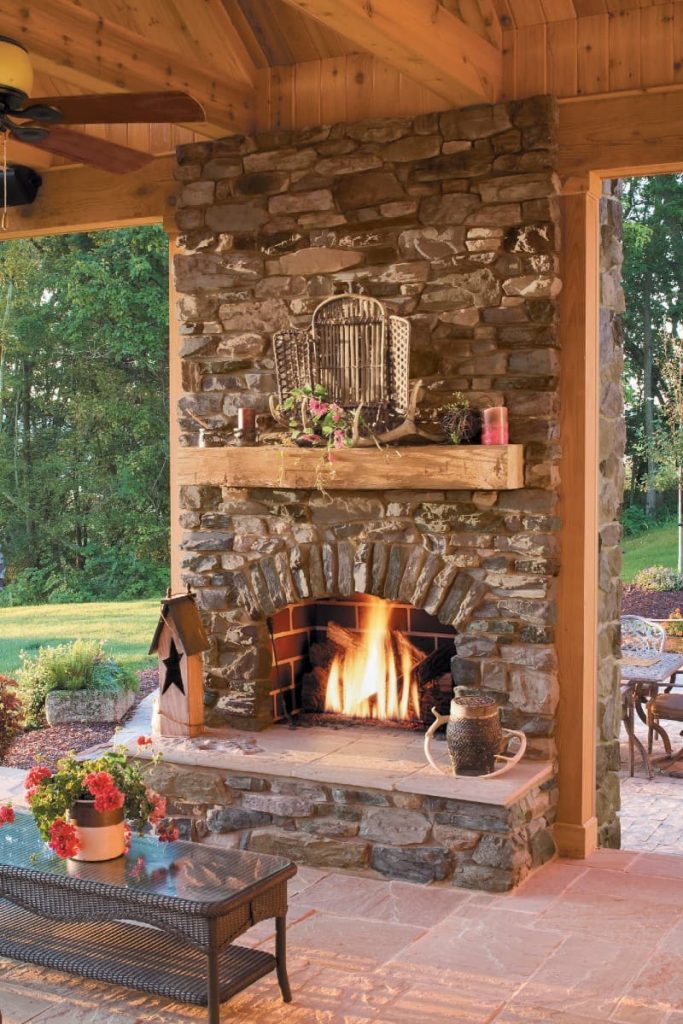 faux outdoor fireplace
