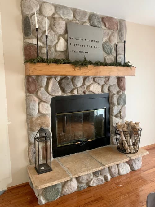 faux stone fireplace 1