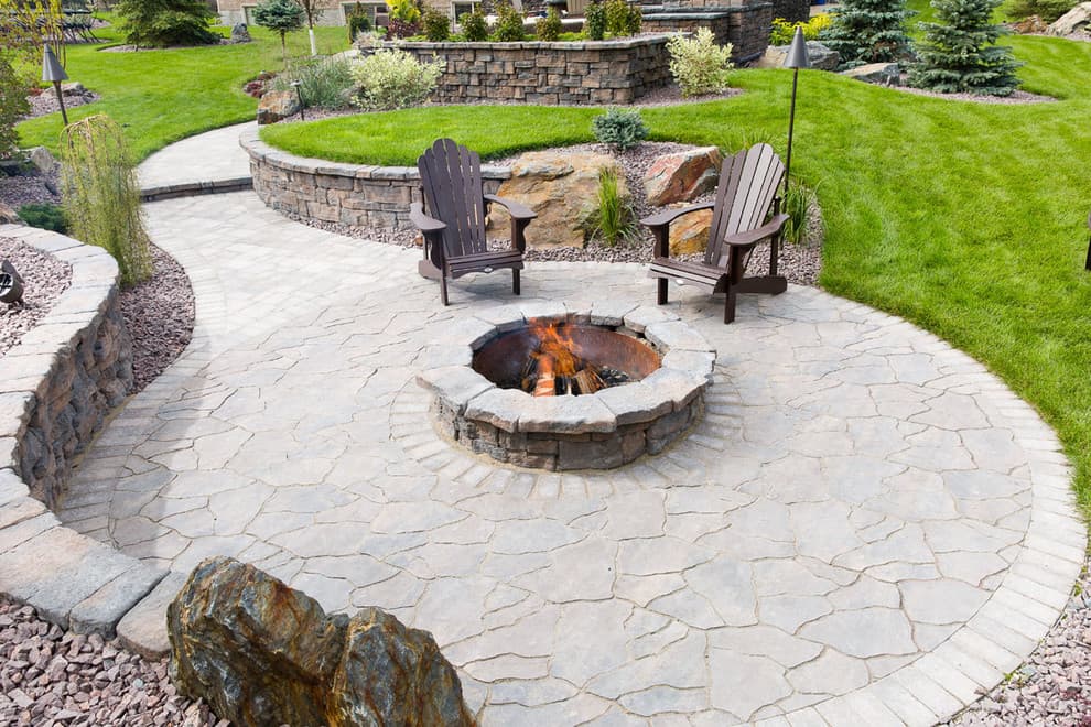 flagstone patio with firepit 2