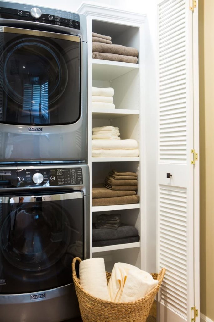 laundry closet with stackable washer dryer 2