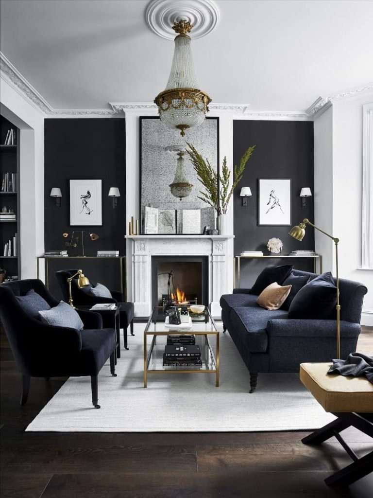 modern black living room