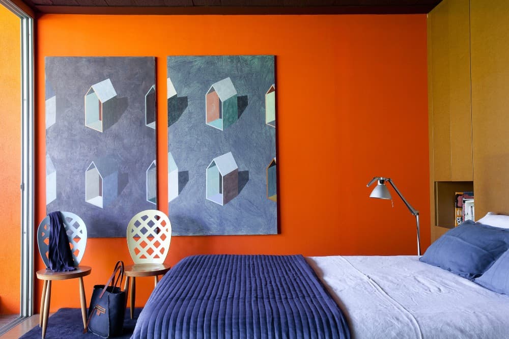navy blue and orange bedroom 1