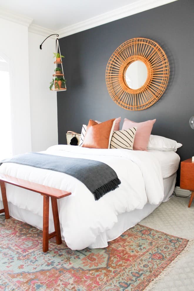 orange boho bedroom
