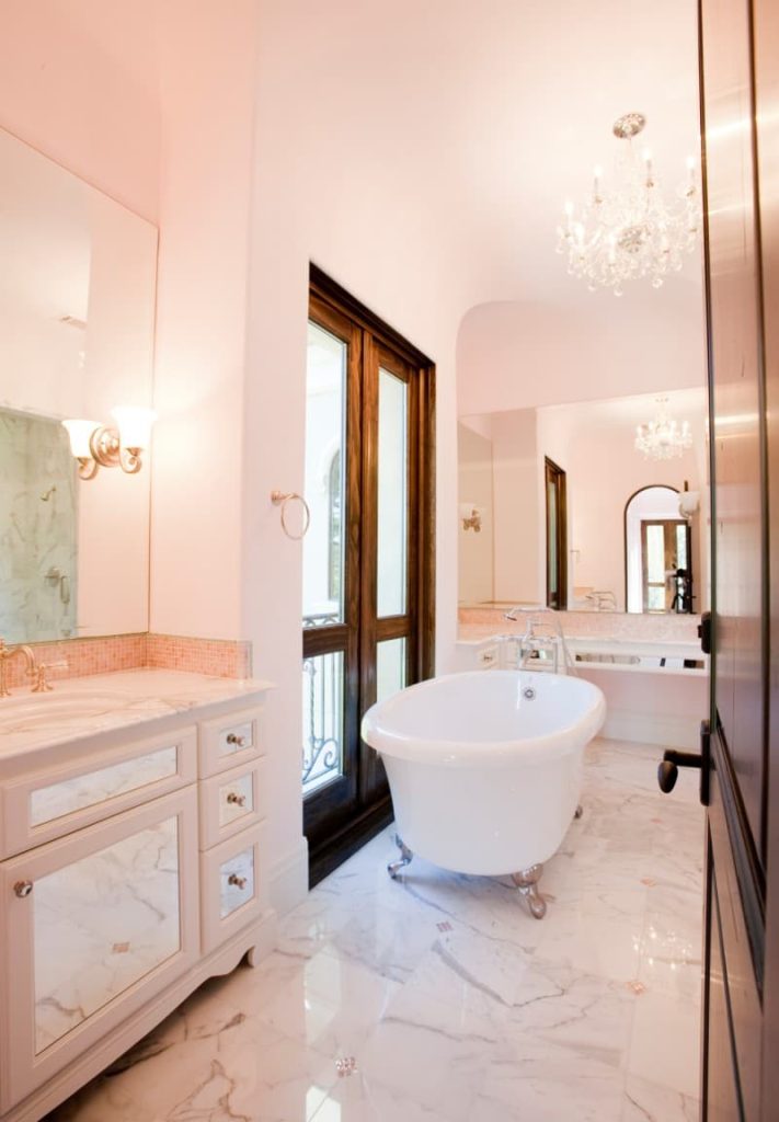 pale pink bathroom ceiling