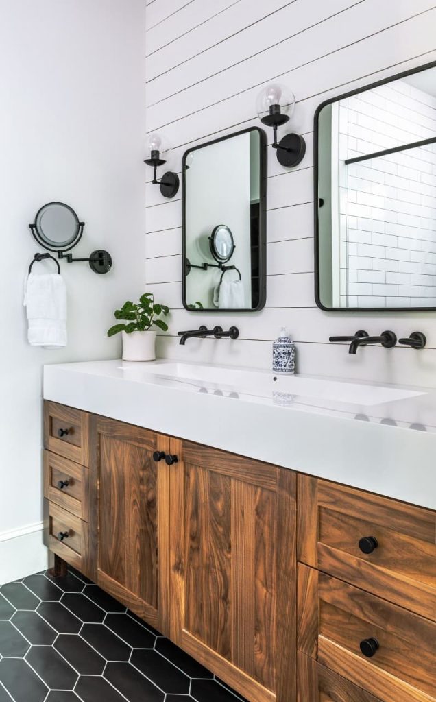 shiplap accent wall for bathroom