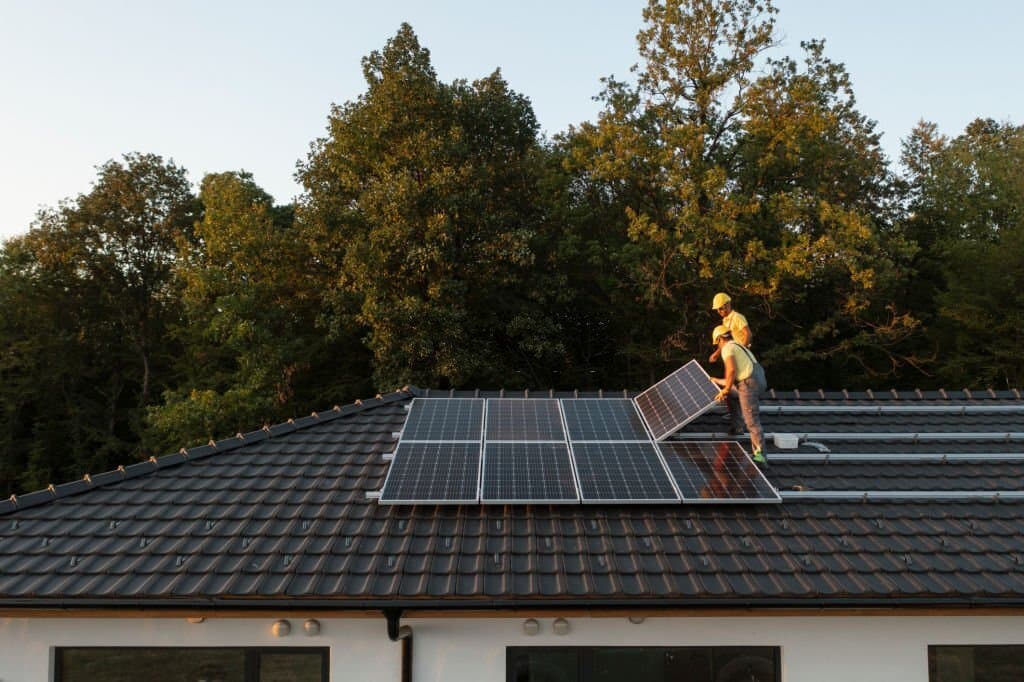 solar panels on modern house